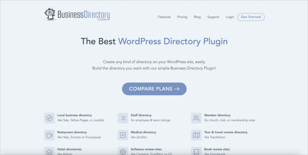 The homepage for the Business Directory Plugin for WordPress