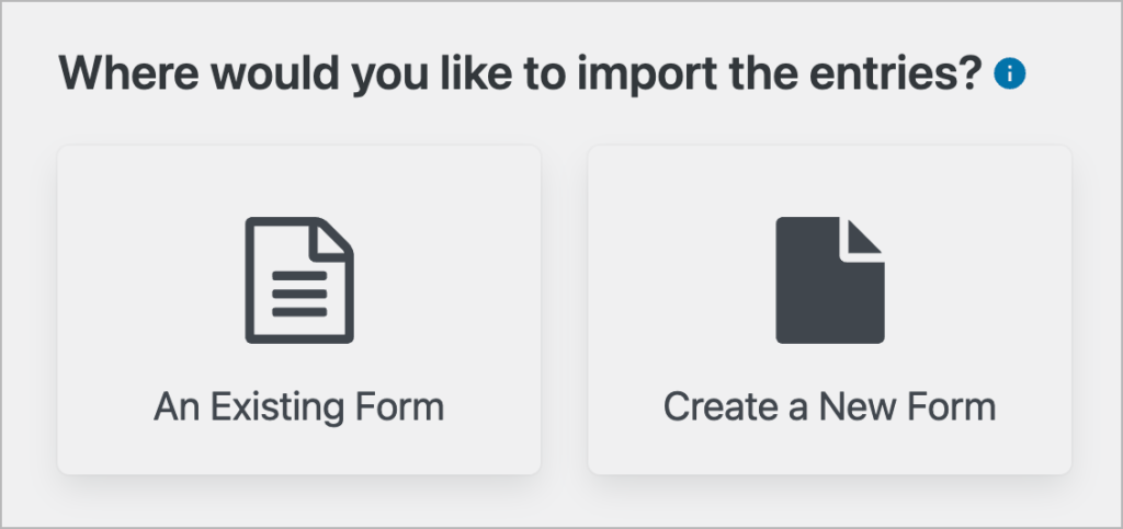 An arrow pointing to the 'An Existing Form' option