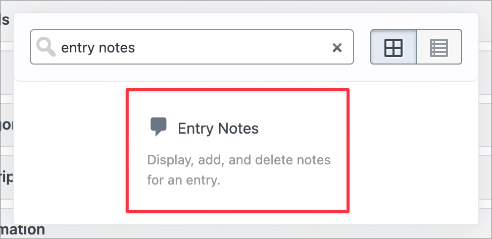 The 'Entry Notes' field in GravityView