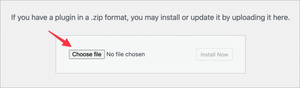 An arrow pointing to the 'Choose File' button