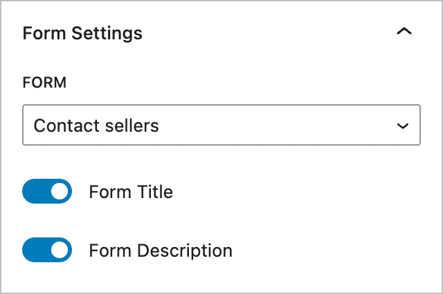The Form Settings with the options to disable or enbale the Form Title and Description
