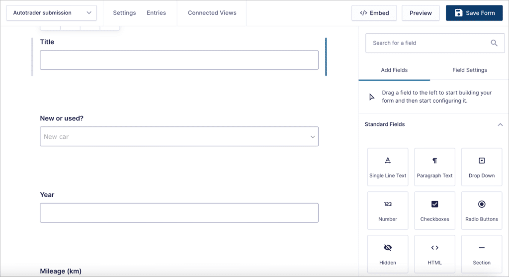 The Gravity Forms form builder