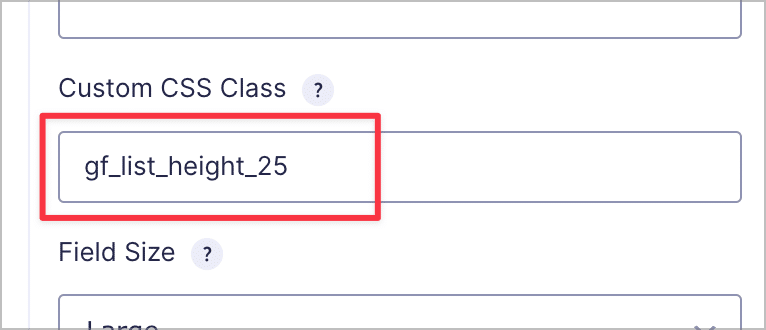 The 'Custom CSS Class' input field