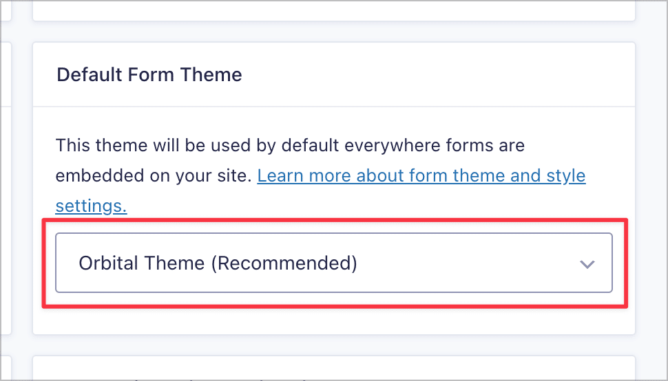 The Default Form Theme options in the Gravity Forms settings