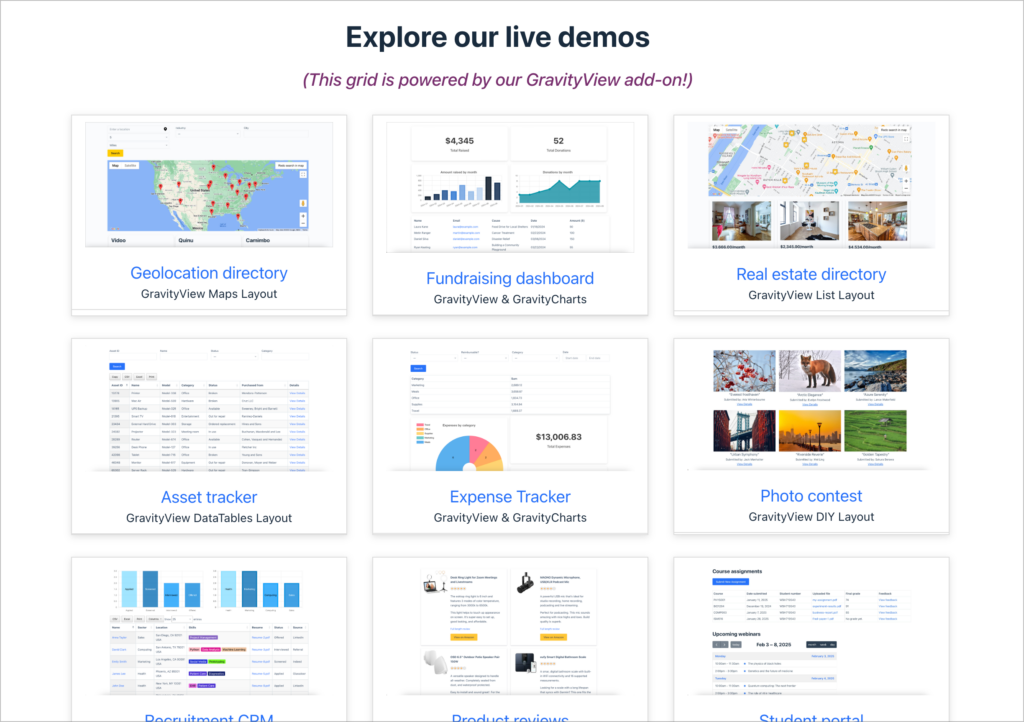 GravityView—Live demos