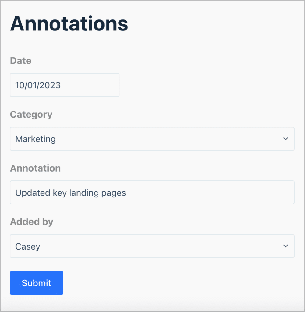 A Gravity Forms for submitting annotations