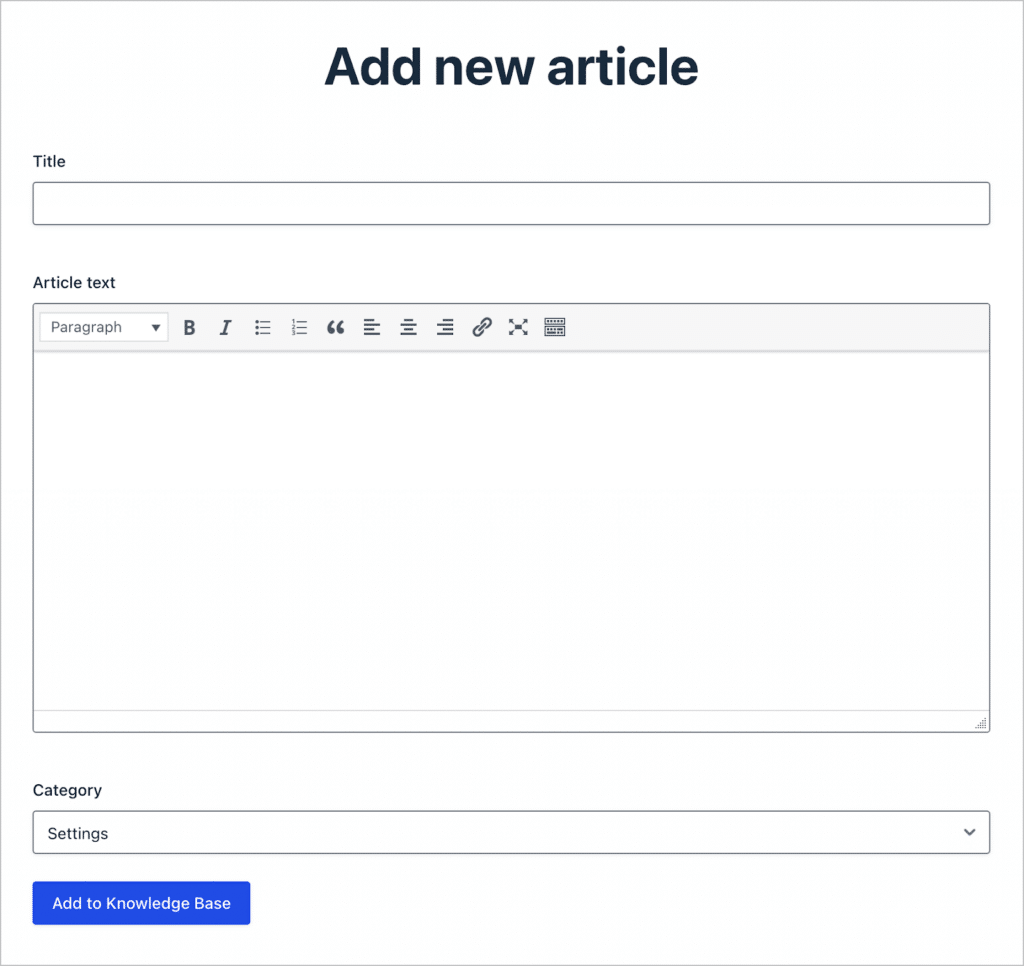 A Gravity Form allowing Editors to write and submit new articles for a knowledge base