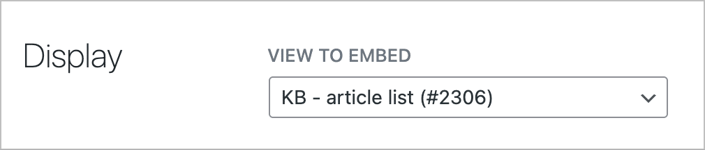 A drop down field for selecting a View to embed