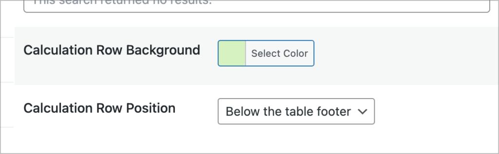 Two options in the View settings for changing the calculation row background and the calculation row position, respectfully.