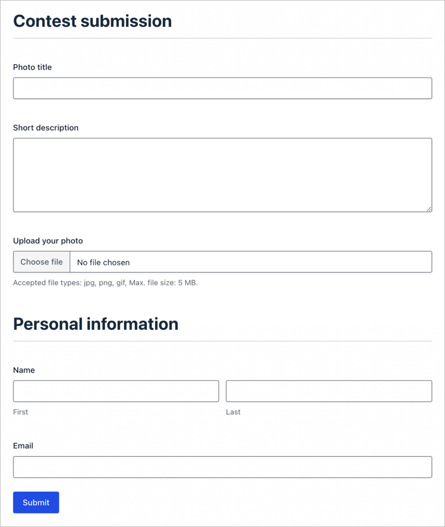 Form Contest Use How to build a photo contest site on WordPress - GravityKit