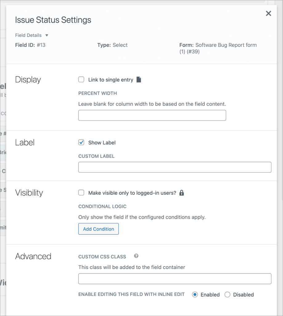 GravityView—Field settings