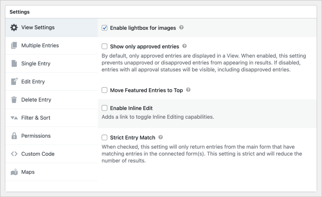 GravityView—View settings