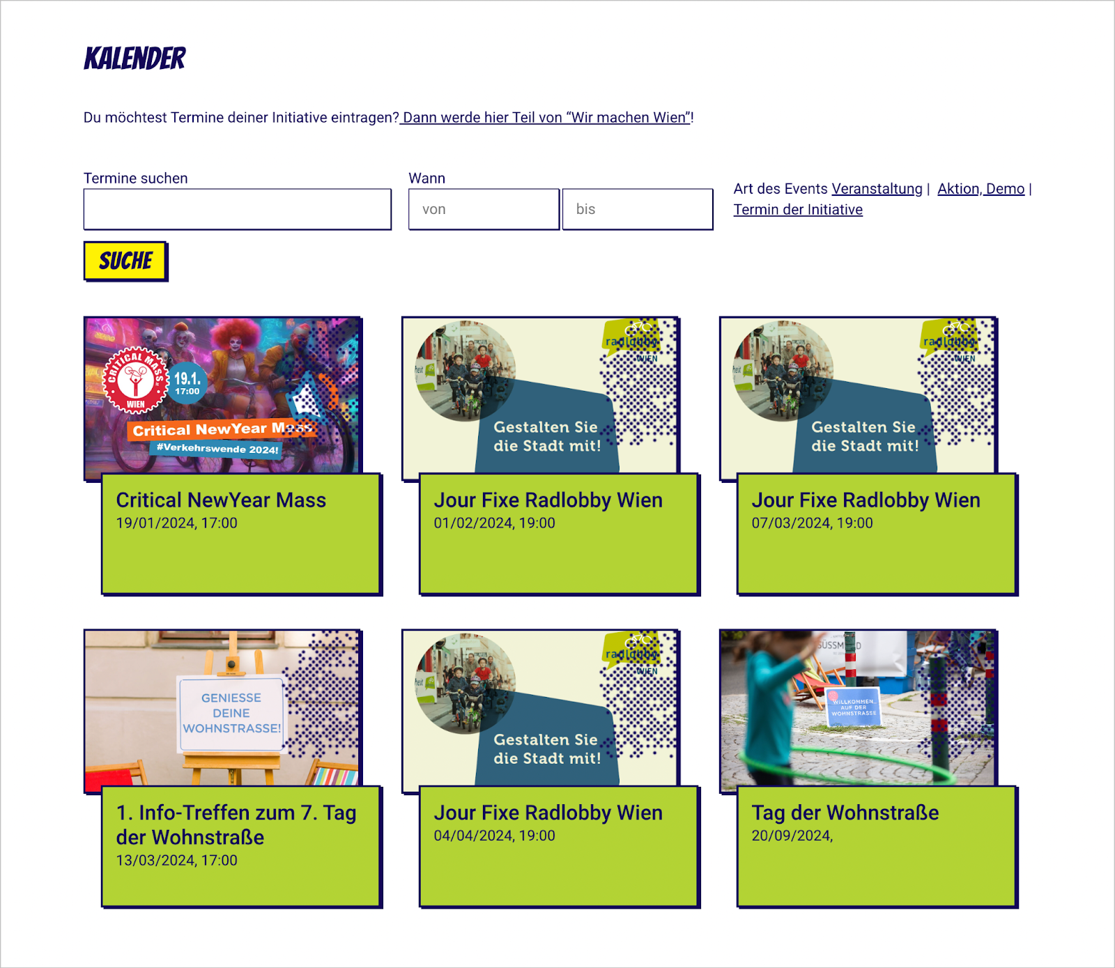 Wir Machen Wien - Kalendar page