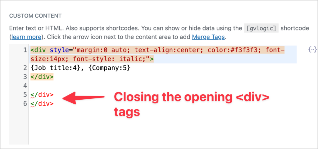 Two clising HTML div tags