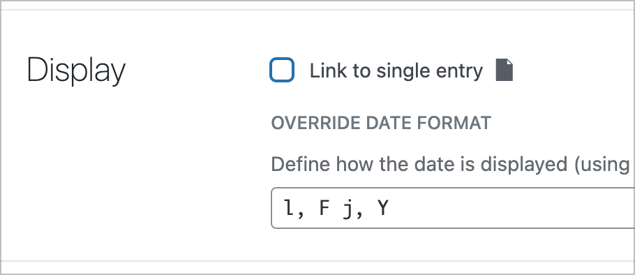 The 'Override date format' input box