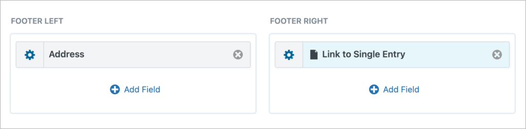 Footer areas of the View editor