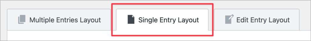 The GravityView Single Entry Layout tab
