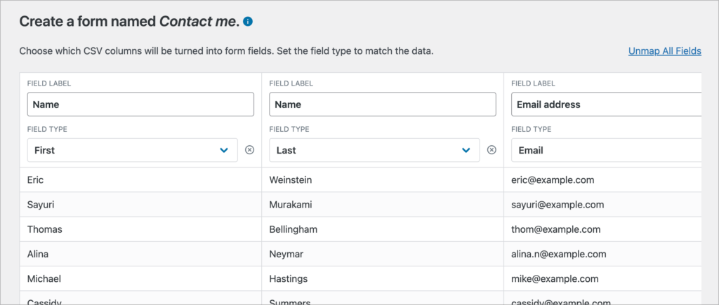 Mapping fields from a CSV file to the correct field type in Gravity Forms