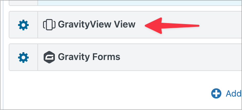 An arrow pointing to a View field with the label 'GravityView View'