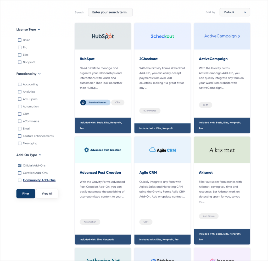 The Gravity Forms add-on directory