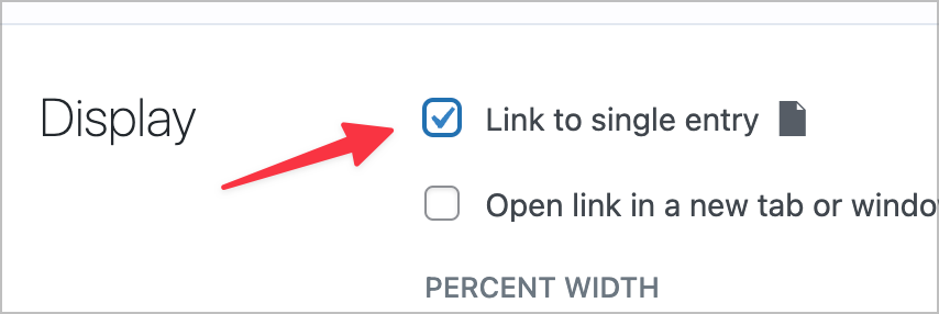 A checkbox labeled 'Link to single entry'