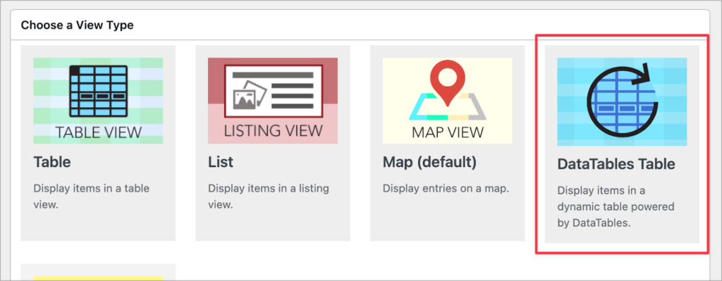The 'DataTables' View Type in GravityView