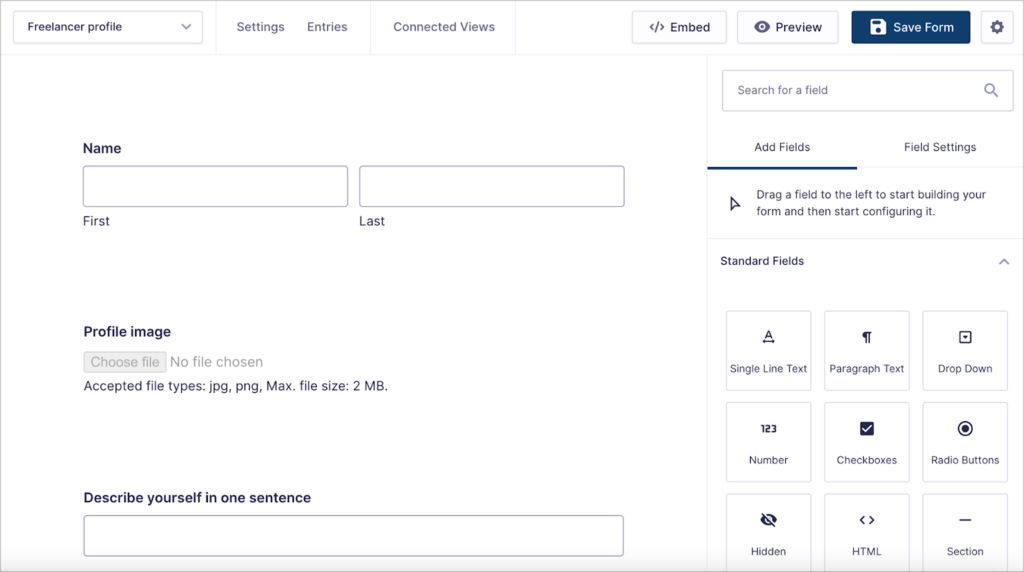 The Gravity Forms visual builder