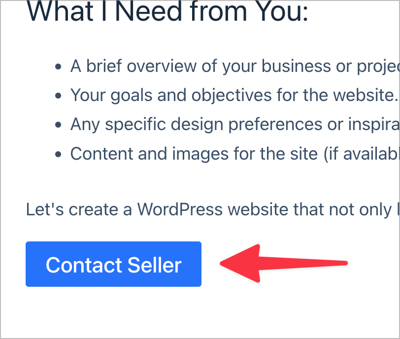 An arrow pointing to a button labeled 'Contact Seller'