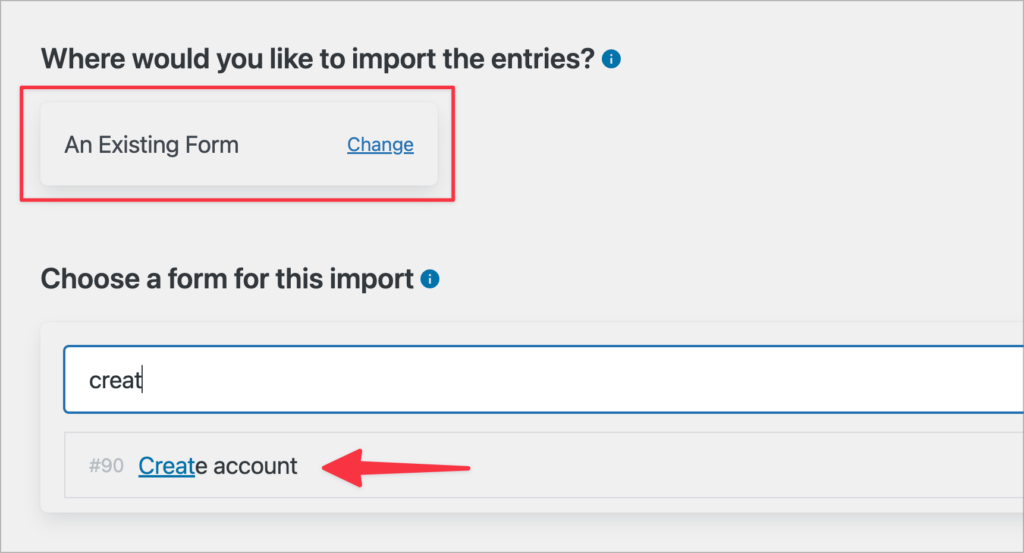 Selecting a form for importing users in GravityImport