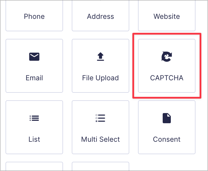 The Gravity Forms CAPTCHA field in the form builder
