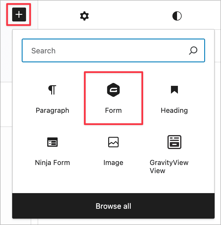 The 'Form' block in WordPress