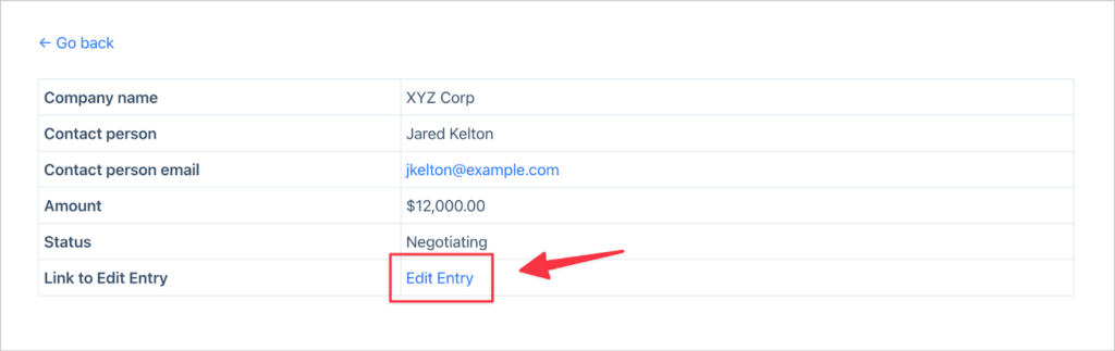 An arrow pointing to a link labeled 'Edit Entry'