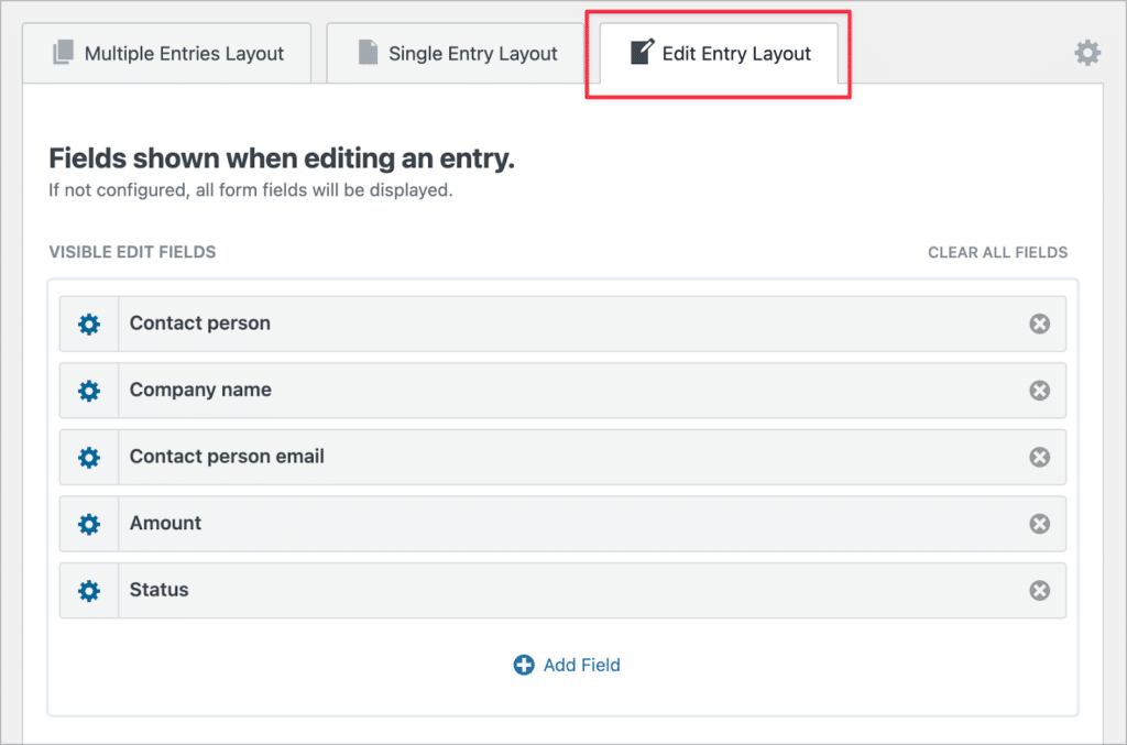 The Edit Entry Layout in the GravityView editor