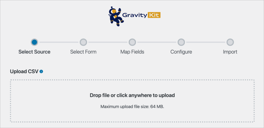 The import entries screen in Gravity Forms