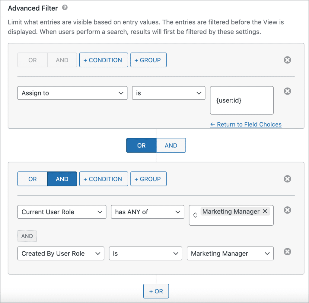 An advanced filter consisting of two condition groups