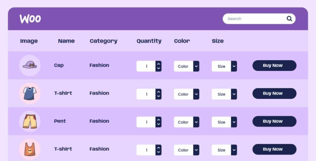 A table of WooCommerce data built with Ninja Tables
