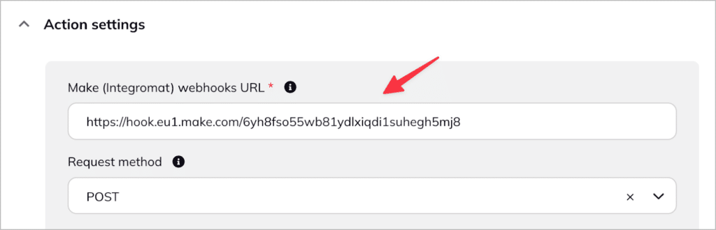 The Make webhook URL