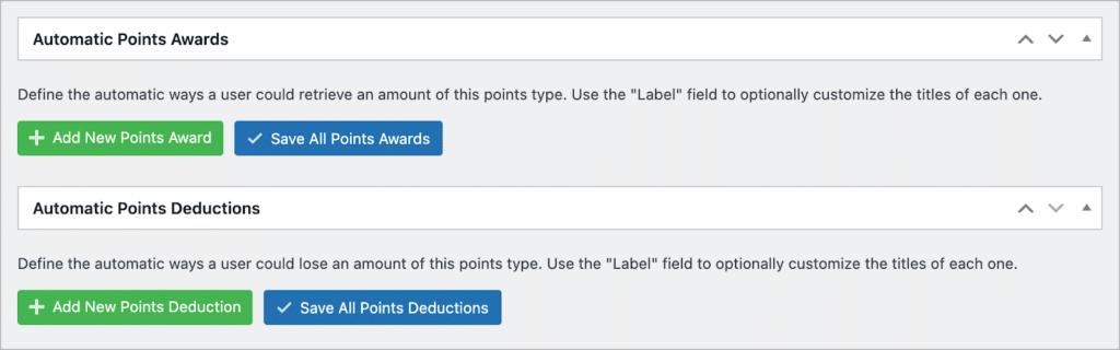 A button labeled 'Add new points award' in GamiPress