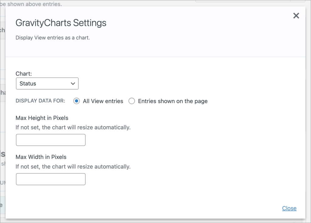 GravityCharts widget settings