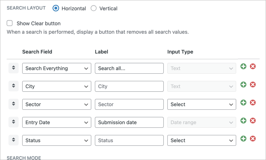 Search bar widget settings in GravityView