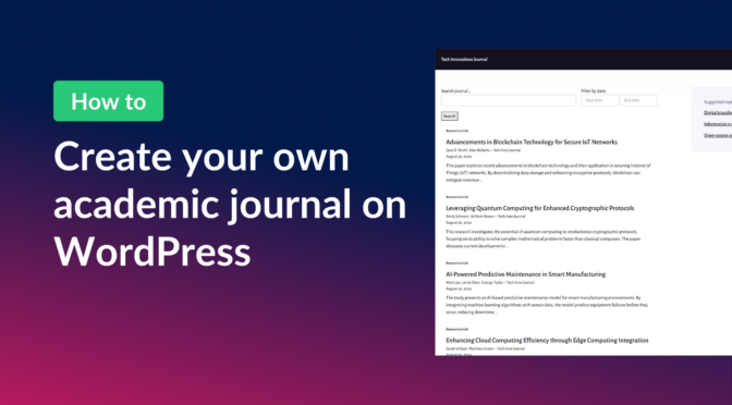 How to create your own academic journal on WordPress