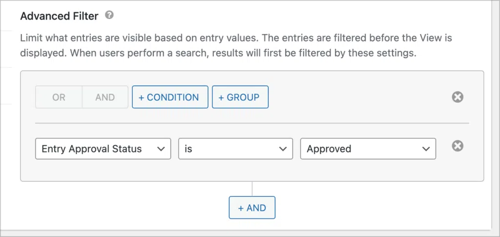 The GravityView advanced filter; there is a filter configured here to prevent unnapproved submissions from showing up in the View.