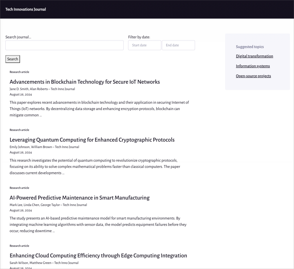 A list of academic studies (WordPress academic journal application)