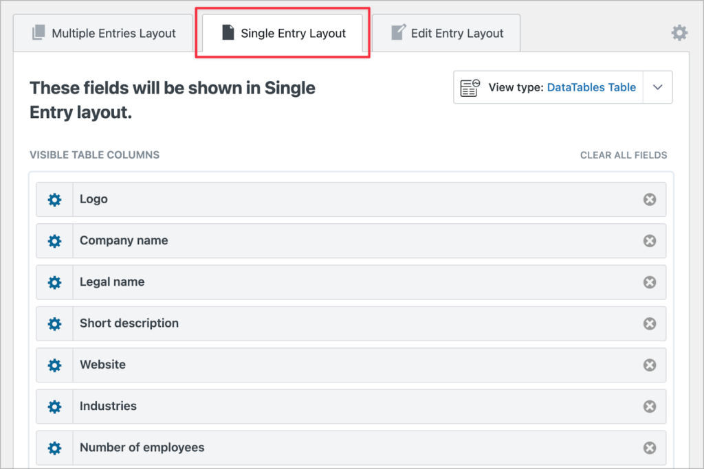 The Single Entry layout in the GravityView editor