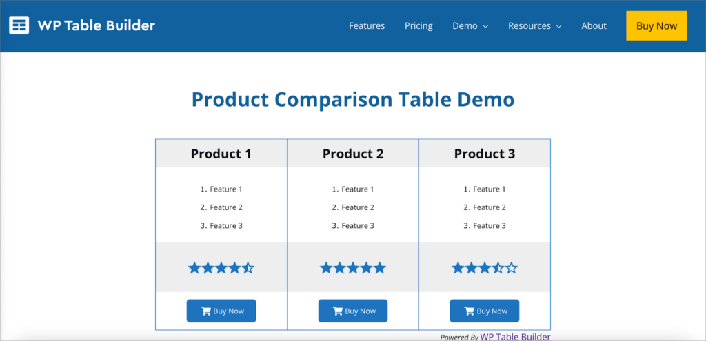 The WP Table Builder homepage
