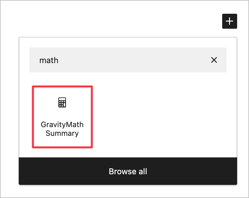 The GravityMath Summary block