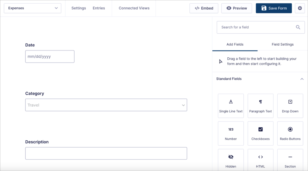 The Gravity Forms form editor