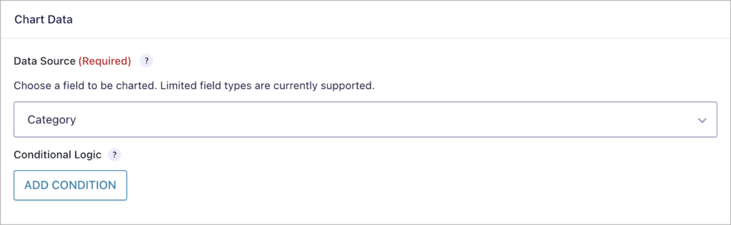 A drop down field for selecting a form field to display on the chart