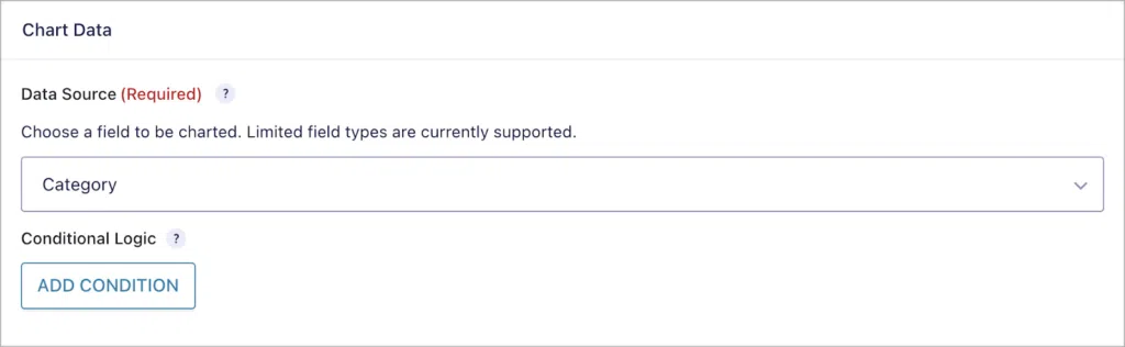 A drop down field for selecting a form field to display on the chart