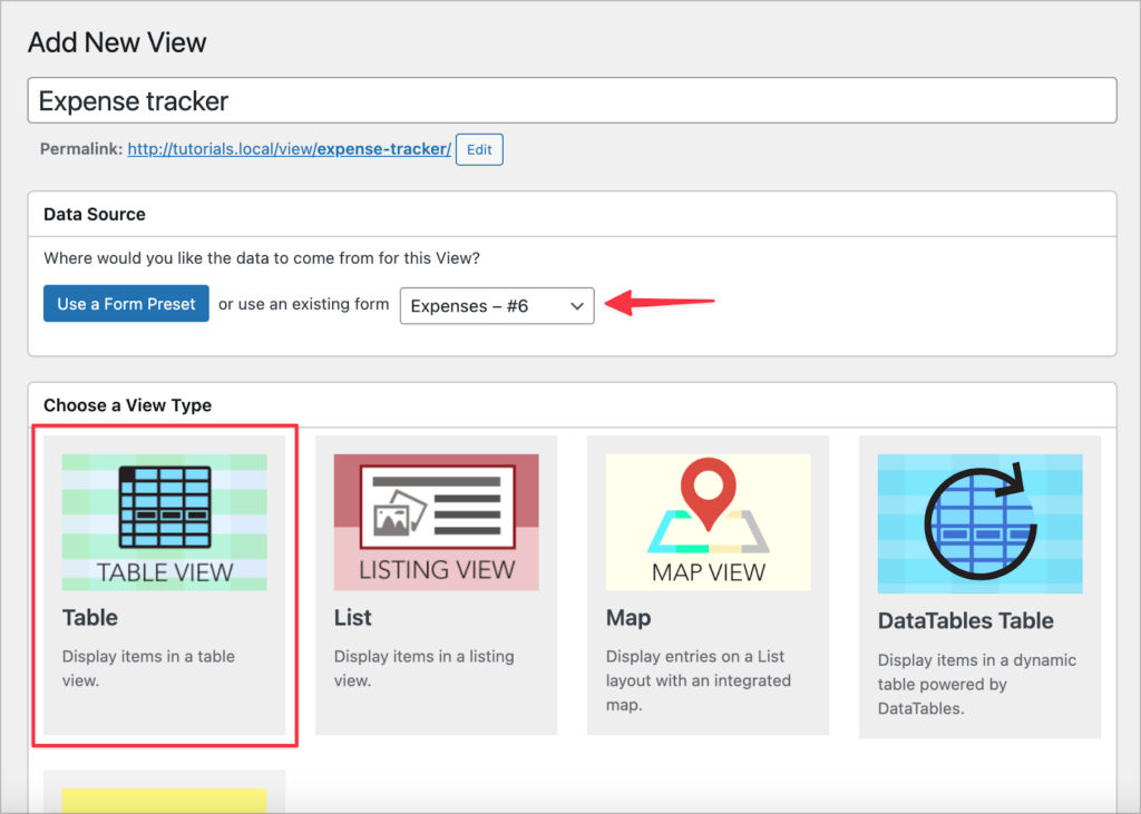 The GravityView View configuration page